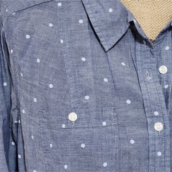 Lane Bryant blue and white polka dot button-down shirt plus size 16 - Picture 2 of 6
